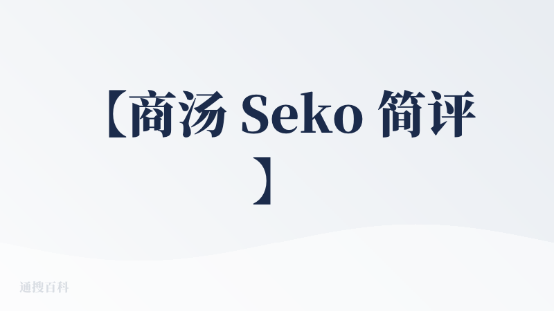 【商汤 Seko 简评】