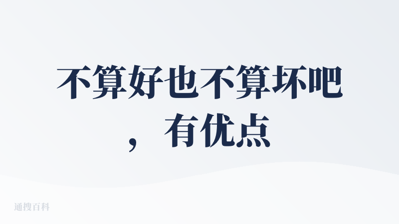 不算好也不算坏吧，有优点和缺点，但是没有亮点。