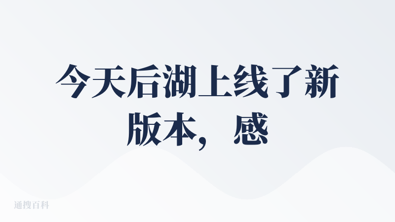 今天后湖上线了新版本，感谢各位的鼓励和宝贵意见！