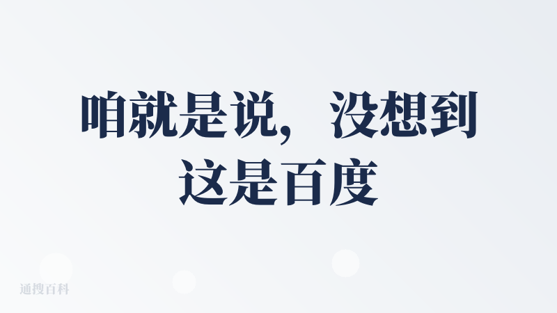 咱就是说，没想到这是百度做出来的...