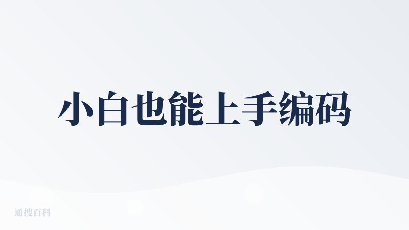 小白也能上手编码