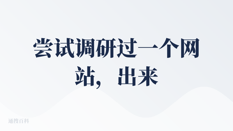 尝试调研过一个网站，出来的结果还是比较清晰的，推荐