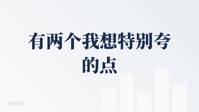 有两个我想特别夸的点