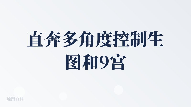 直奔多角度控制生图和9宫格分镜 高清分割图