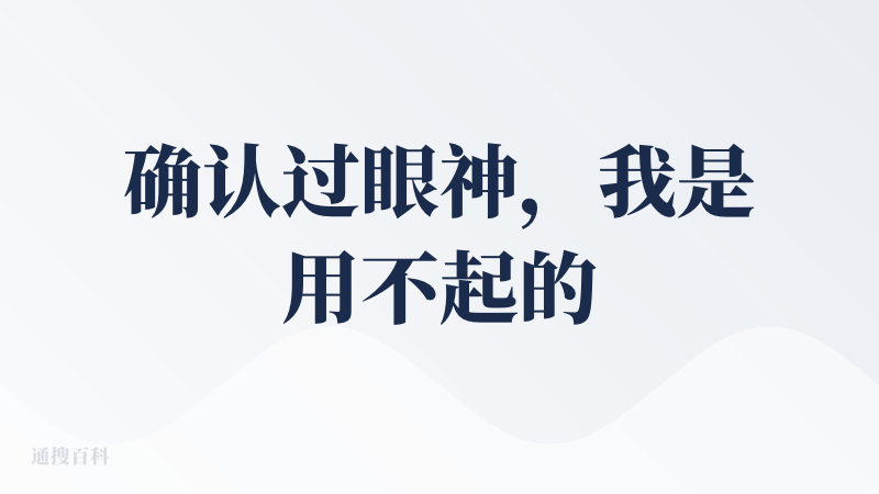 确认过眼神，我是用不起的人。